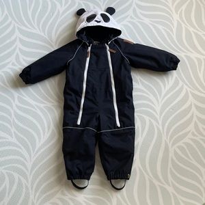 MINI RODINI BLACK PANDA SNOWSUIT 12-18M